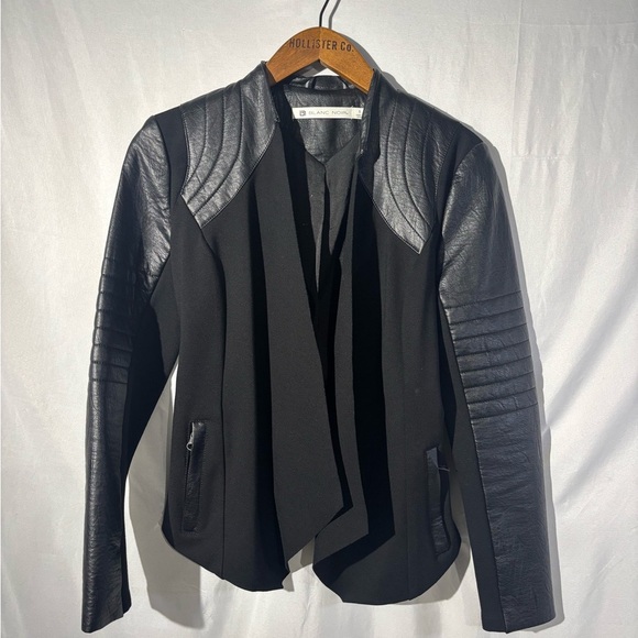 Blanc Noir Black Leather Waterfall Jacket - Picture 6 of 13
